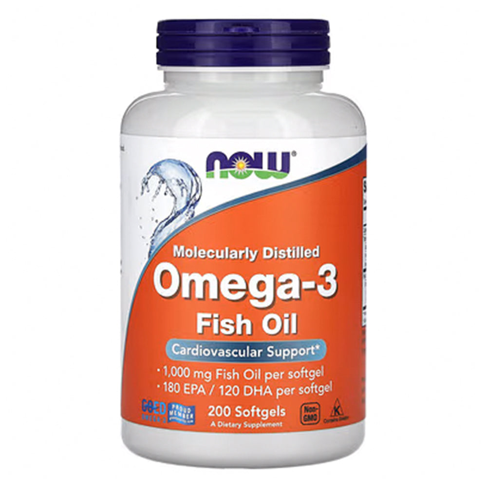 NOW Foods, Omega-3 Fish Oil, 1,000 mg, 180 EPA - 120 DHA, 200 Softgels
